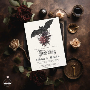 Convites Buquê de Rosas Rosewood Preto Morcego QR