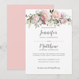 Convites Buquê de Rosas Sweetheart Rosa Bege Casamento