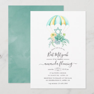 Convites Buquê de Suculentas Florais Parachute Bat Mitzvah