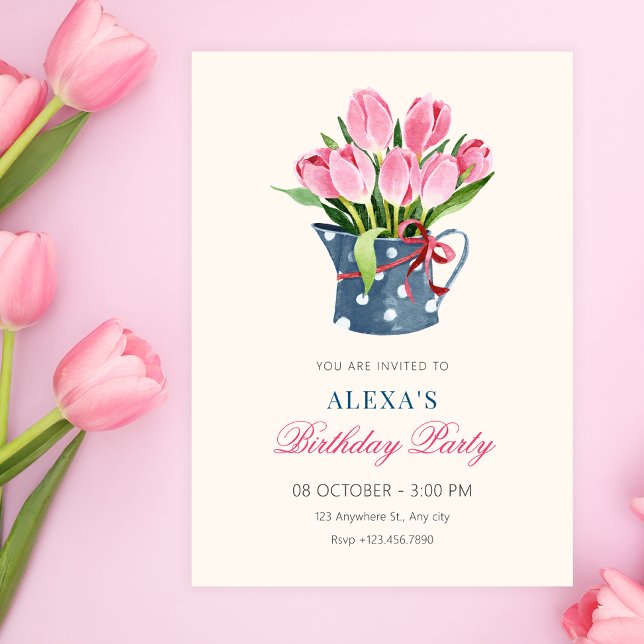 Convites Buquê de tulipas de aniversário (Criador carregado)