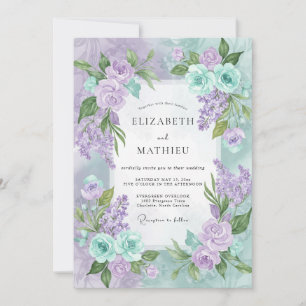 Convites Buquê de Vinca Violeta Eucalipto Casamento