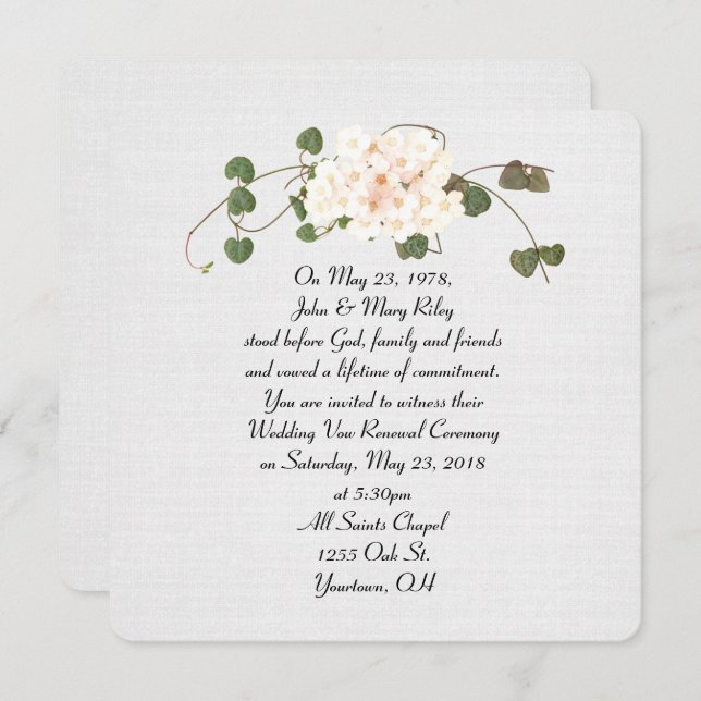 Convites buquê de vinho e de flores em roupa de textura (Frente/Verso)