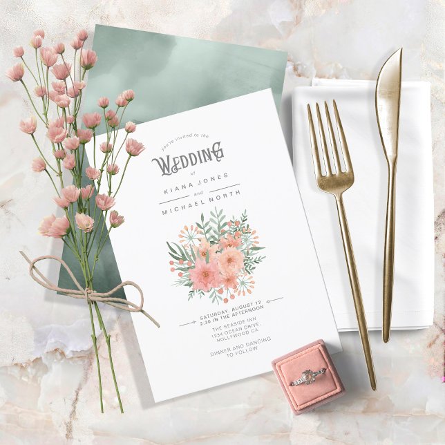 Convites Buquê de Watercolor Blush ID654 (Criador carregado)