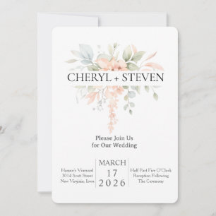 Convites Buquê Delicado de Aquarela – Rosas Rosas Floral De