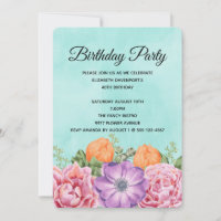 Buquê Elegante de Flores de Aquarela de Aniversári