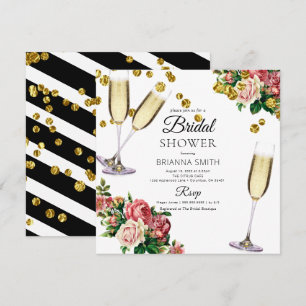 Convites Buquê elegante e Chuveiro de Noiva Dourado