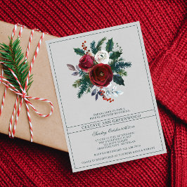 Convites Buquê Evergreen Floral Chá de panela de Natal