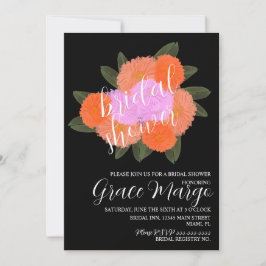 Convites Buquê Floral Aquarela Rosa Preto Chá de Noiva