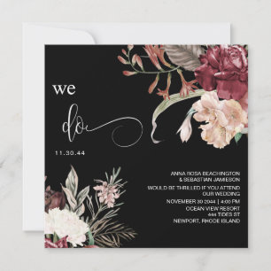 Convites *~* Buquê Floral AR15 RSVP MERLOT QR WEDDING