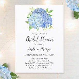 Convites Buquê Floral Azul Hydrangea Chá de panela