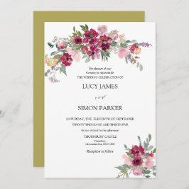 Convites Buquê floral Burgundy Blush Casamento