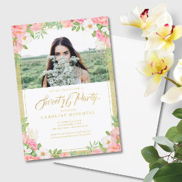 Convites Buquê Floral Cor-de-Rosa Rosa Doce Foto de 16 Part