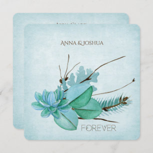 Convites buquê floral de aquarela de casamento com galhos