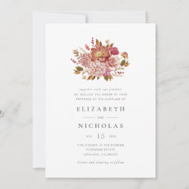 Convites Buquê Floral de Aquarela Rosa Elegante para Casame