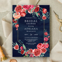 Buquê Floral de Rosas Vermelhas Azul Naval Chuveir