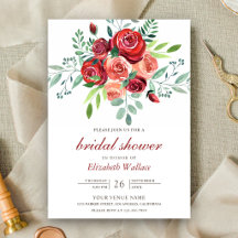 Buquê Floral de Rosas Vermelhas para Chá de Noiva