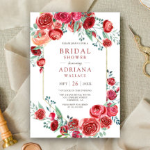 Buquê Floral de Rosas Vermelhas para Chá de Noiva