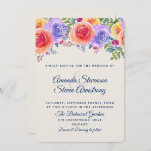 Convites Buquê Floral de Watercolor de Casamento Moderno