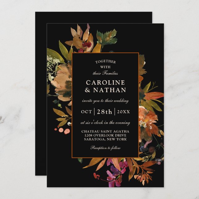 Convites Buquê Floral do Autumn Splendor (Frente/Verso)