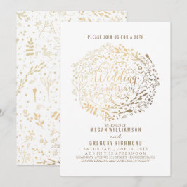 Convites Buquê Floral Dourado Fabuloso Aniversário de Casam