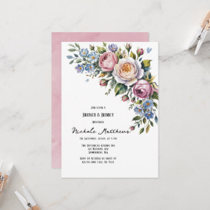 Convites Buquê Floral Romântico Brunch e Bubble