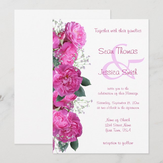 Convites Buquê Floral Romântico Casamento (Frente/Verso)