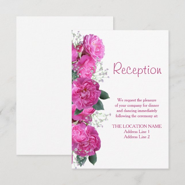 Convites Buquê Floral Romântico Recepção de Casamento (Frente/Verso)