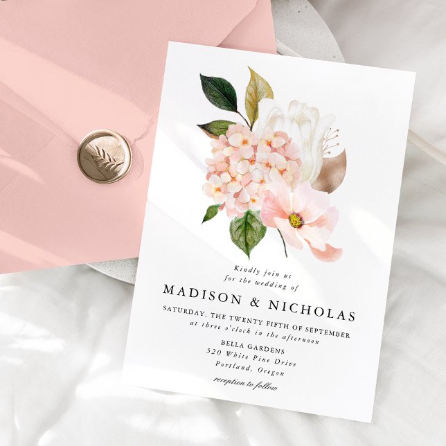 Convites Buquê Floral Rosa de Primavera Casamento (Criador carregado)
