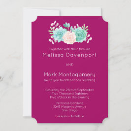 Convites Buquê Floral Rosa Pastel e Verde Casamento