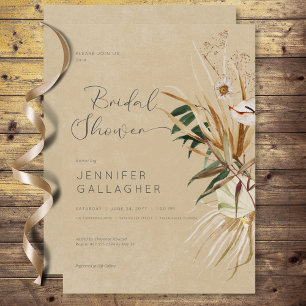 Convites Buquê Floral Seco Moderno Tan Boho