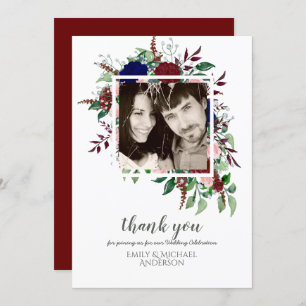 Convites Buquê Marsala Blue Pink Flowers OBRIGADO