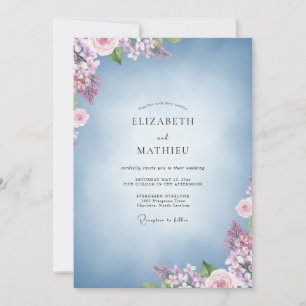 Convites Buquê Pastel Azul de Eucalipto Casamento