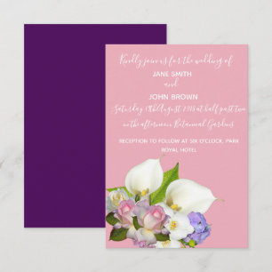 Convites Buquê pastel floral e tema rosa