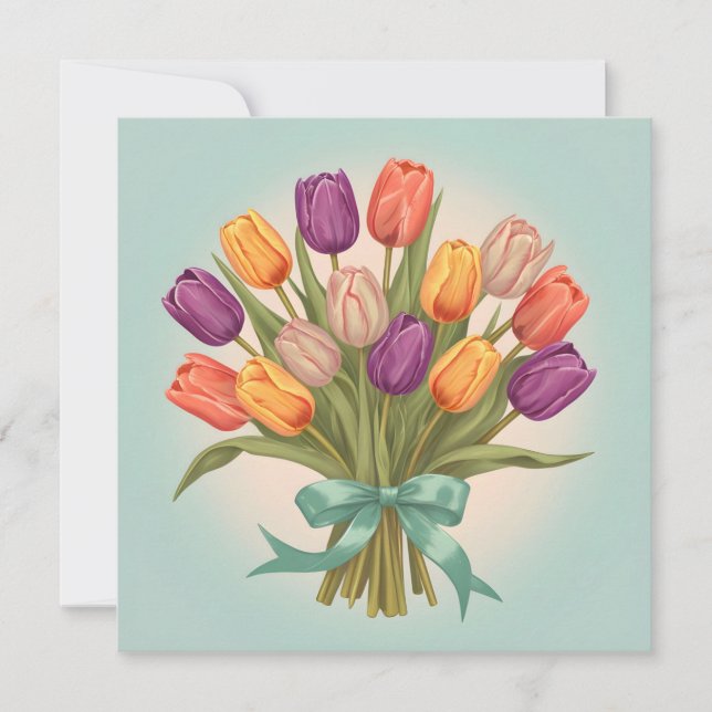 Convites buquê primavera tulipas (Frente)
