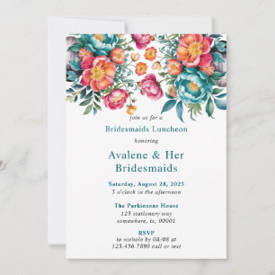 Convites Buquê Radiante de Pêonias Bridesmaids Luncheid