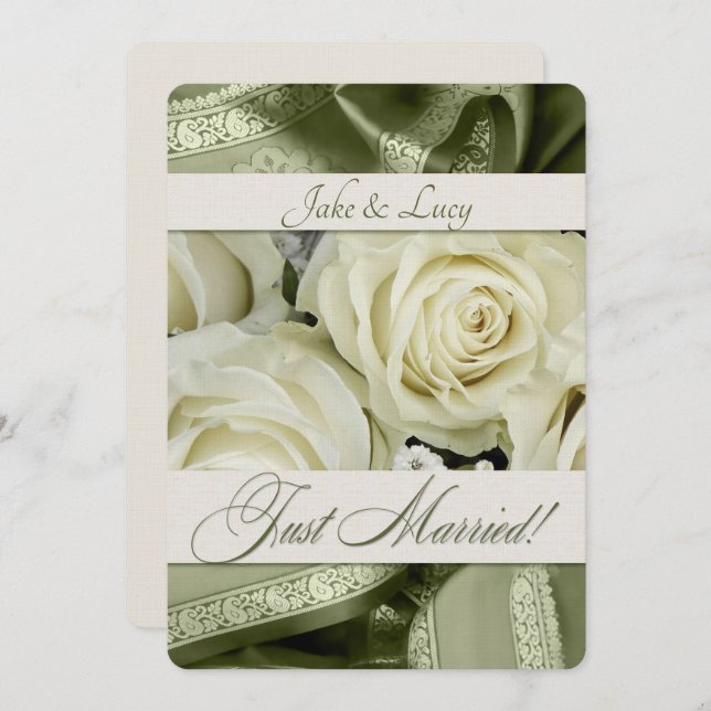 Convites Buquê recepção de casamento e verde (Frente/Verso)