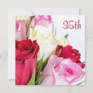 Convites Buquê Romântico De Rosas Aniversário De 35 Anos