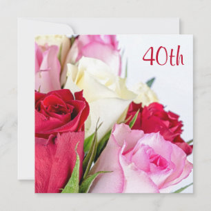 Convites Buquê Romântico De Rosas Aniversário De 40 Anos