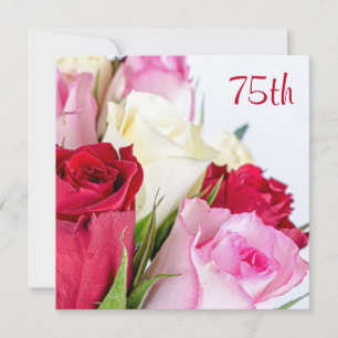 Convites Buquê Romântico De Rosas Aniversário De 75 Anos