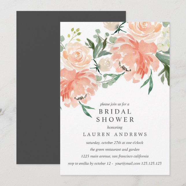 Convites Buquê Rosa Cor-de-rosa moderno Inv (Frente/Verso)