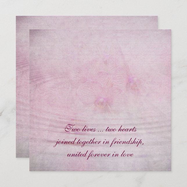 Convites buquê rosa de orquídea de casamento com ondulação (Frente/Verso)