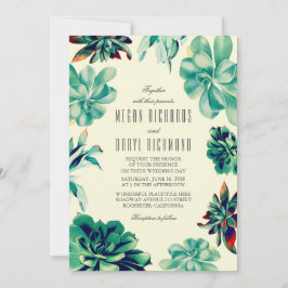 Convites Buquê Suculente - Casamento Teal Floral