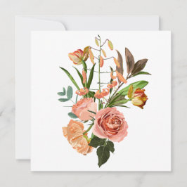 Convites Buquê tropical com flores laranja