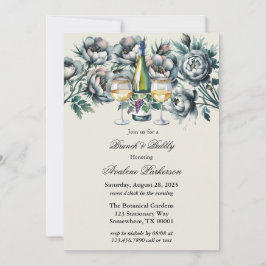 Convites Buquê verde e Cinza legante Brunch e Bubble