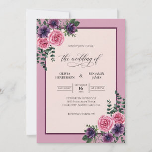 Convites Buquê Violeta Ameixa Eucalipto Casamento