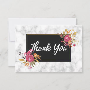 Convites Buquês cor-de-rosa sobre Obrigados de Casamento de