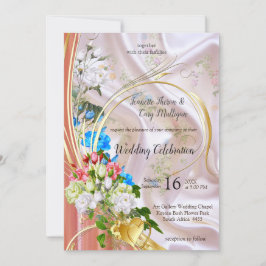Convites Buquês de Rosas multicolores em texturas de seda