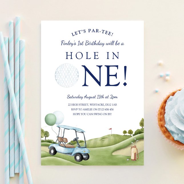 Convites Buraco Em Um Golfe Par-Tee Aniversário de 1 Ano (Criador carregado)