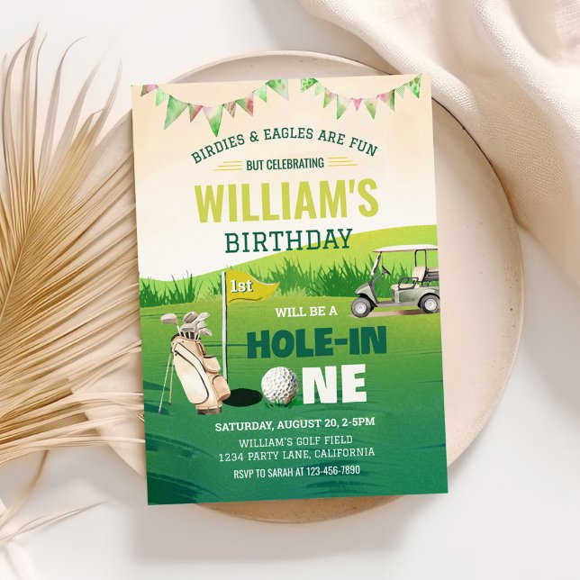 Convites Buraco em um primeiro aniversario de golfe (Criador carregado)