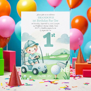 Convites Buraco em um primeiro aniversario de Golfe ParTee